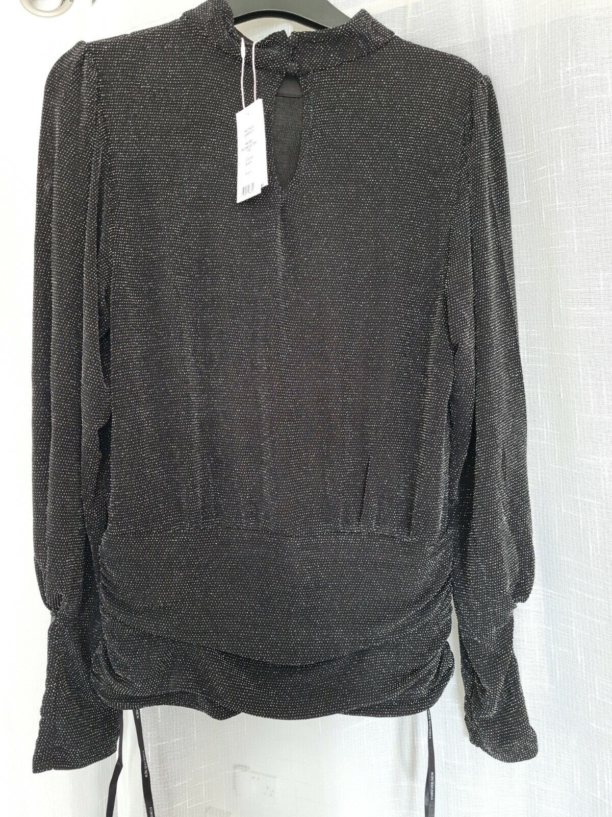 forever new Rachel Ruched Glitter Top Black S Ref R13