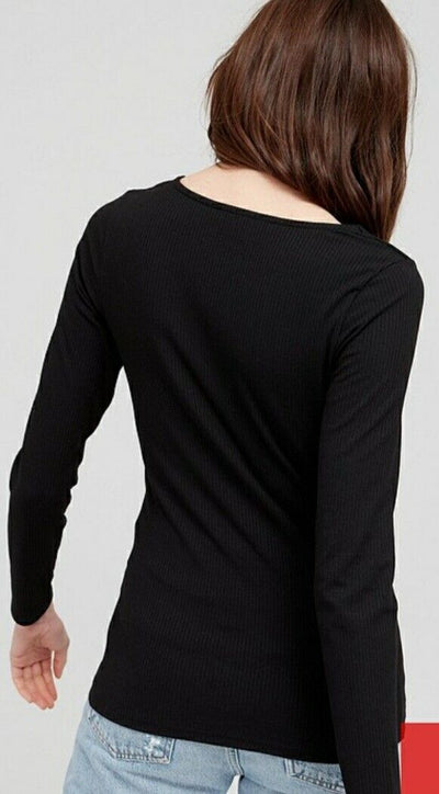 Cut Out Rib Top Black Uk 12****Ref V415