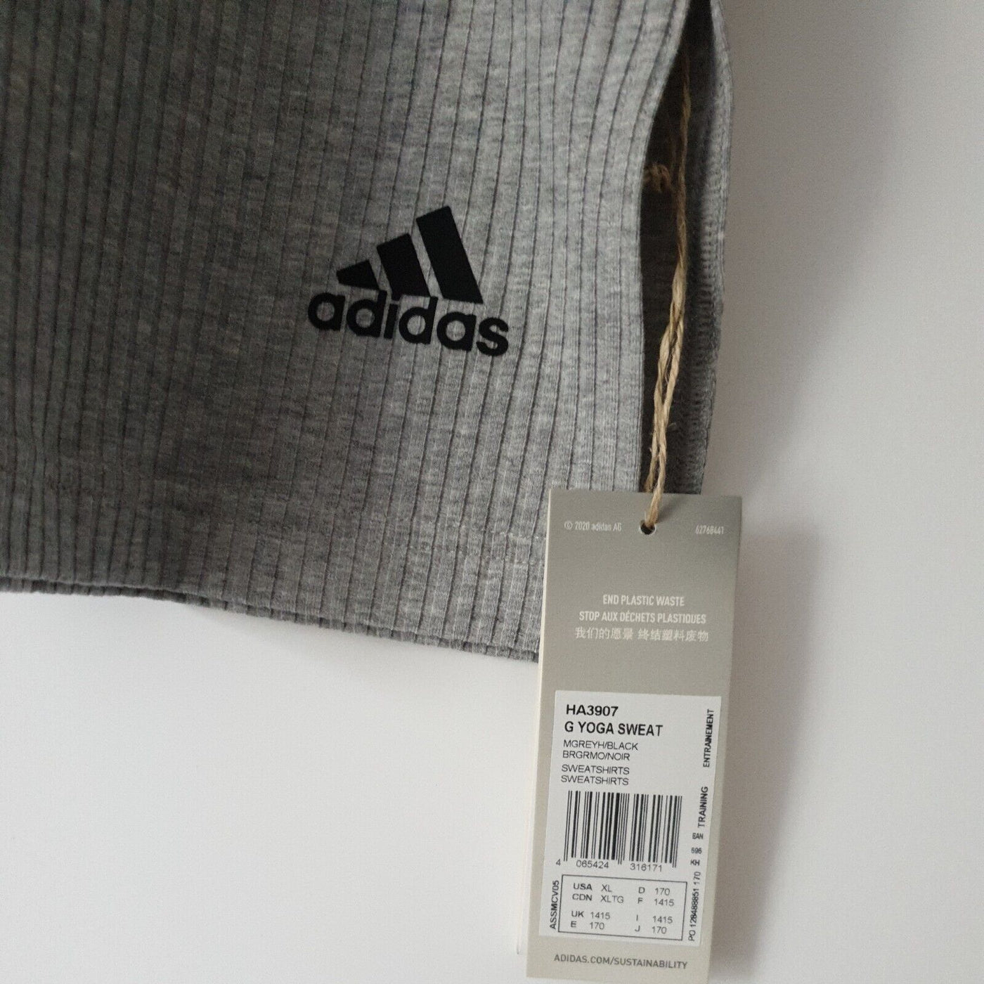 Adidas Grey Yoga Tshirt Sweatshirt Uk 14-15yrs ****Ref V102