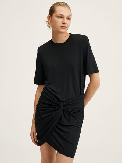 Mango Wrap Black Skirt T-Shirt Dress Size XS **** V474