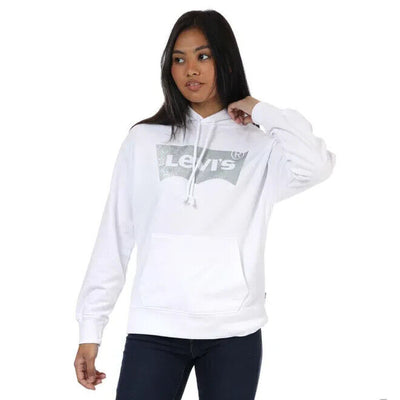 Levis Womens Graphic Standard Hoody-White.UK XS