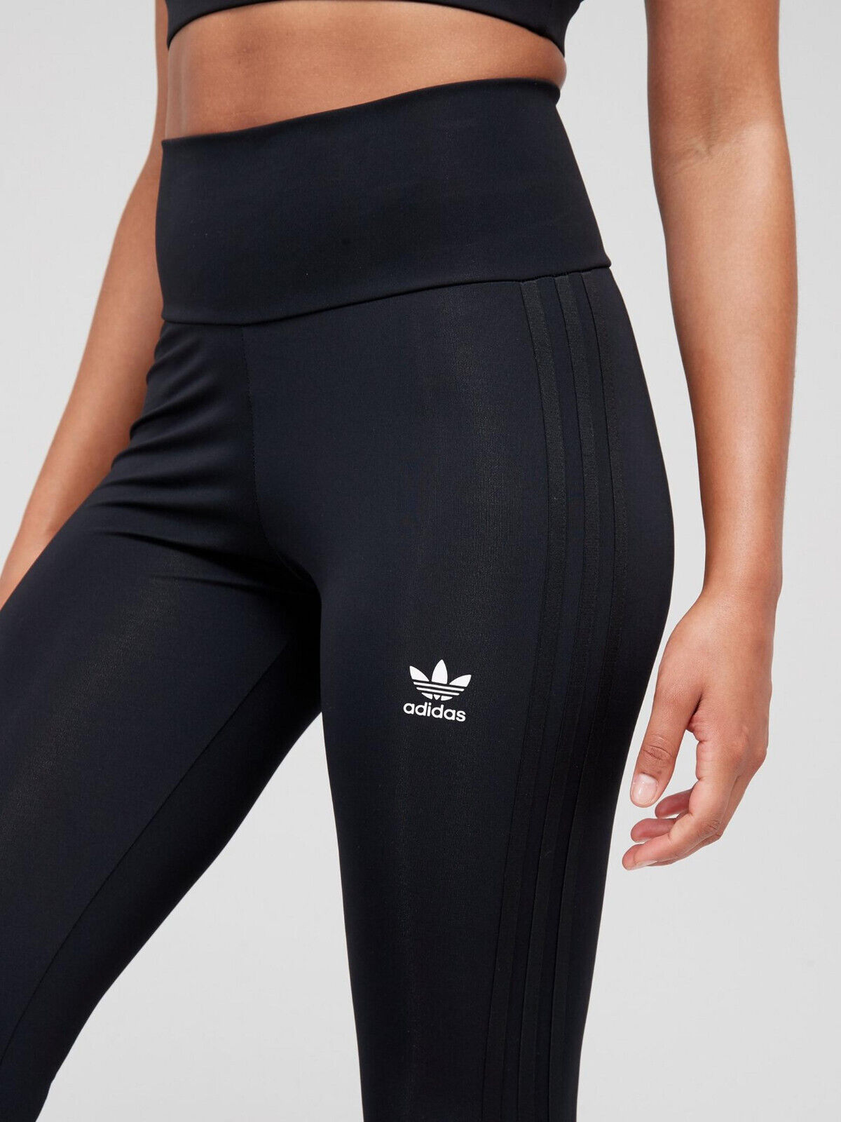 Adidas Originals Tonal 3 Stripes Black Leggings Size 6