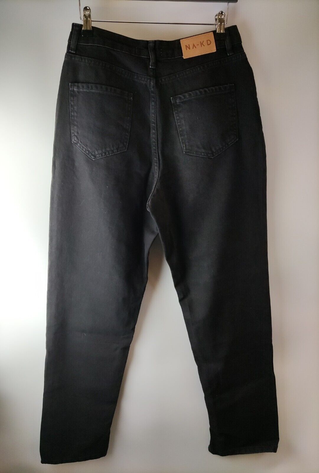 Na-kd High Waist Side Slit Denim Jeans. Black. UK 14. ****V259