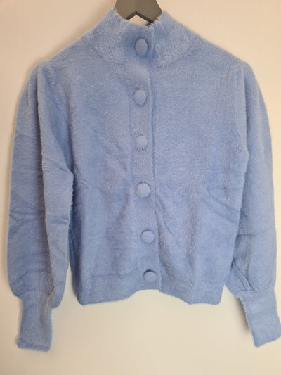 Michelle Keegan Blue Eyelash Button Up Cardigan Size Small **** SW10