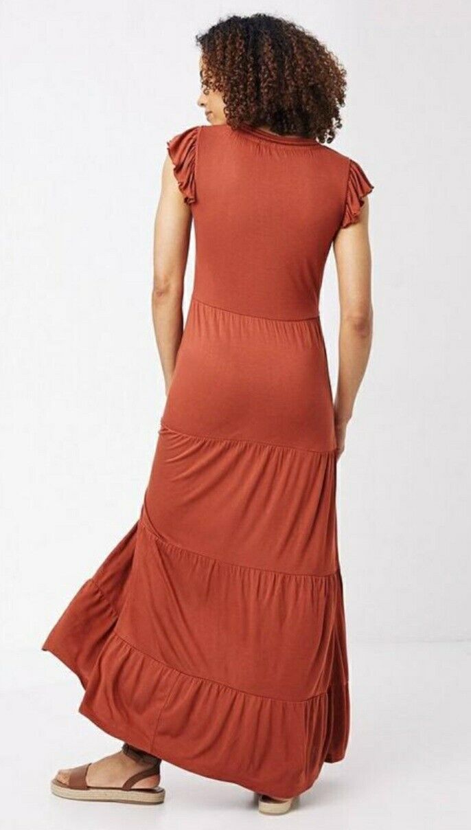 FatFace Suki Jersey Maxi Dress Burnt Orange Uk10****Ref V492