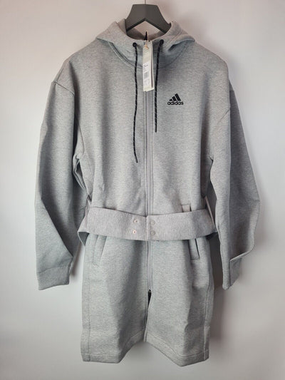 ADIDAS SPORTSWEAR HOODED ZIP JACKET. Grey. UK 2XS