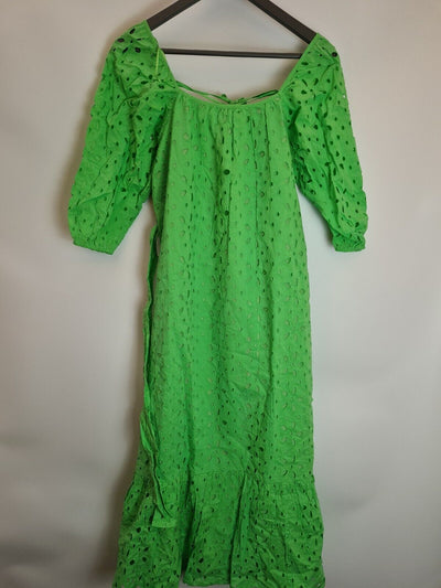 River Island Green Broderie Smock Dress Size 12