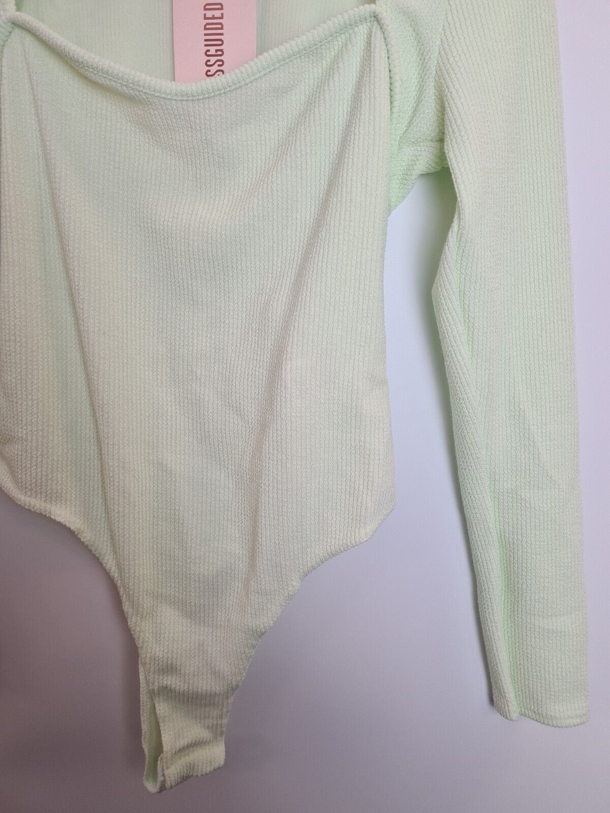 Missguided Long Sleeve Sweetheart Neck Green Bodysuit Size 12 **** V222