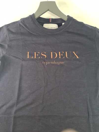 Les Deux Navy (Brown Lettering) Mens Amalfi T-Shirt Size XSmall **** V53