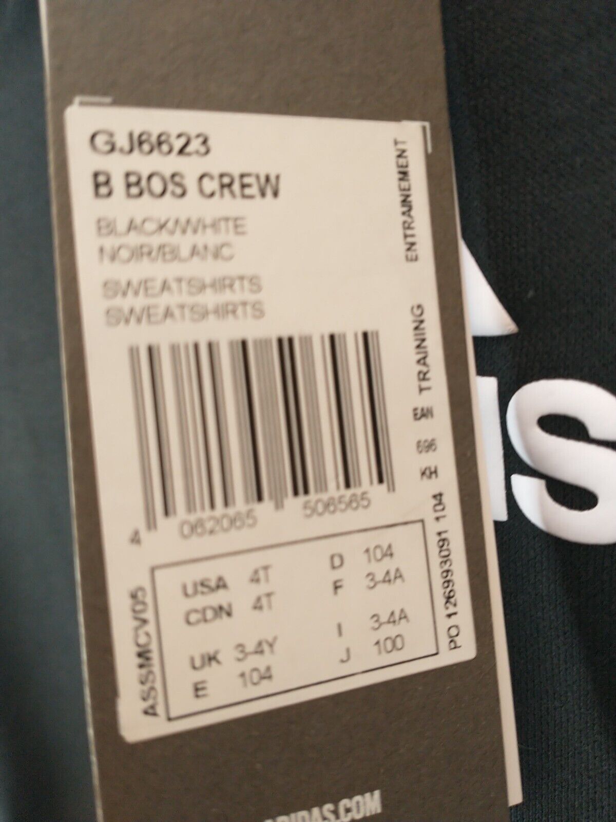 Adidas Kids Jumper. UK 3/4 Years. **** Ref V28