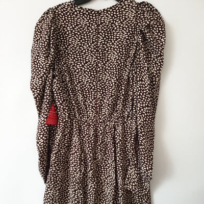 AX Paris Brown Printed Puff Sleeve Cuff Midi Dress Size 12****Ref V188