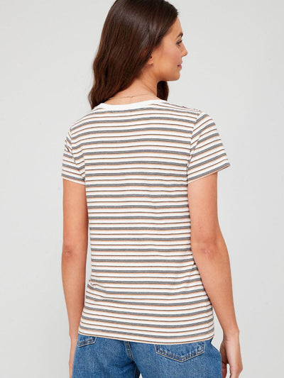 Levi's Chest Hit Logo V-Neck Perfect Tee - Stripe. UK XS. ****V94