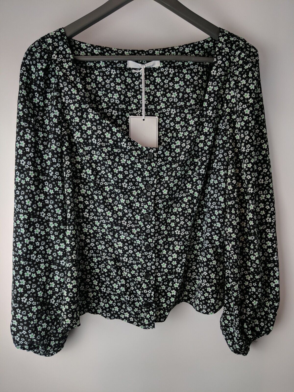 Michelle Keegan Sweetheart Printed Blouse Black Floral Size 18 **** V9