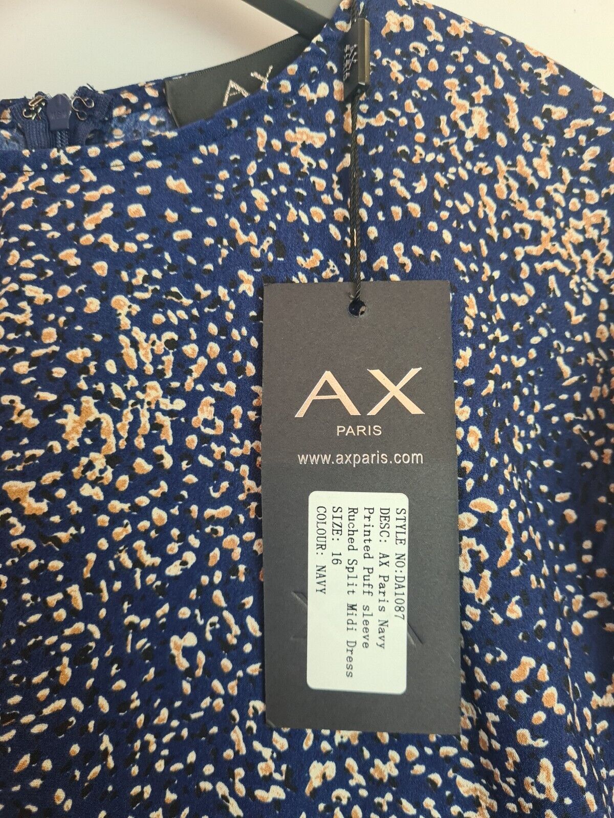 AX PARIS Navy Printed Split Leg Midi Dress Size 16 **** V26