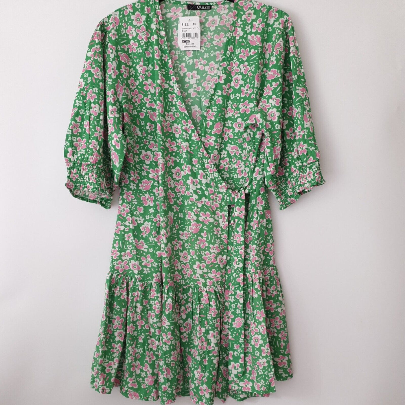 Quiz Green/pink Floral Dress Size 16****Ref 343