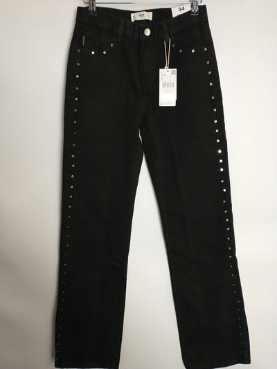 Mango Brigitte Studded Black Women's Jeans Size UK 6 **** V36