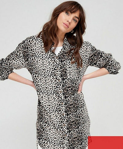 longline Shirt Leopard Print Uk14****Ref V413