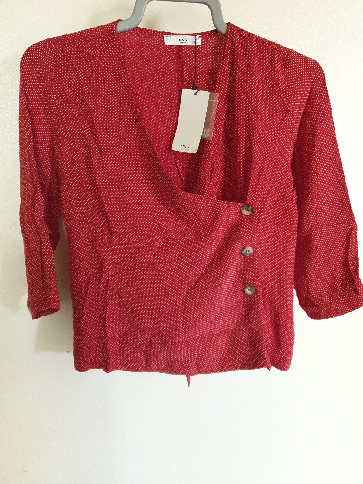 MNG Ladies Red Spotted Blouse - Size M