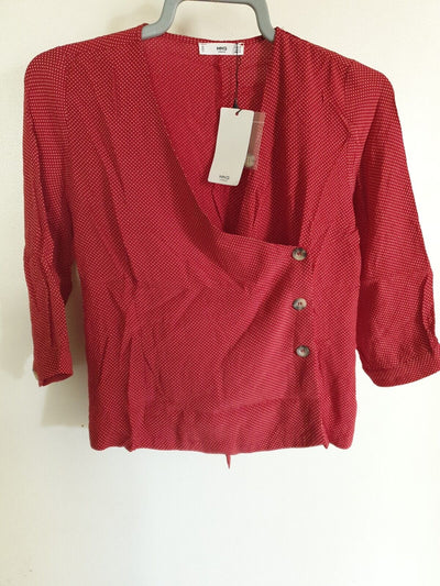 MNG Ladies Red Spotted Blouse - Size M