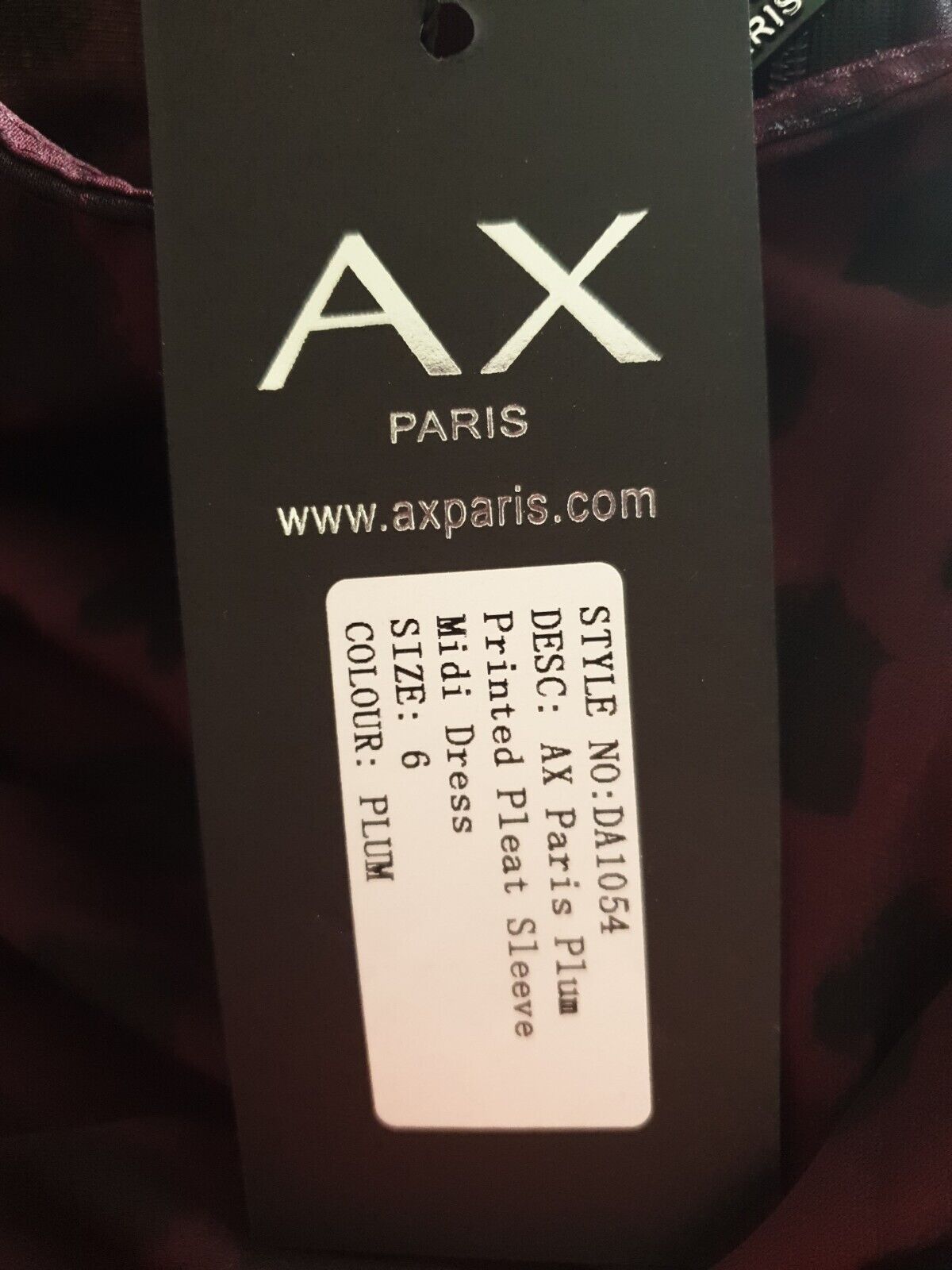 AX Paris Plum Printed Pleat Sleeve Midi Dress UK 6 ****Ref V374