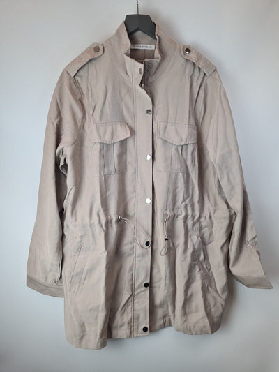 Fig And Basil Casual Military Jacket - Stone Size 16 **** V333