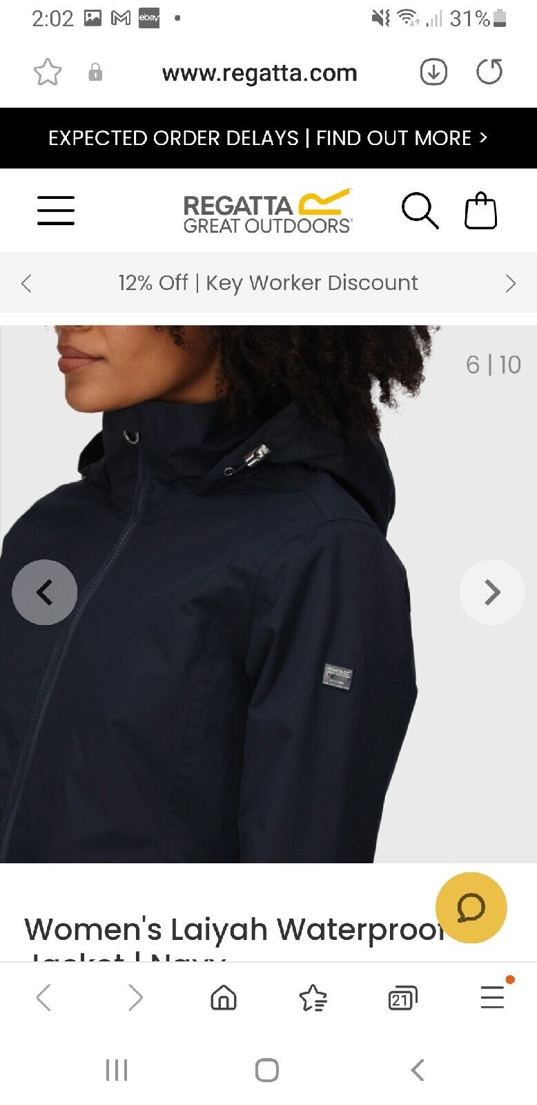 Regatta Laiyah Waterproof Shell Jacket Navy Uk20****Ref V433