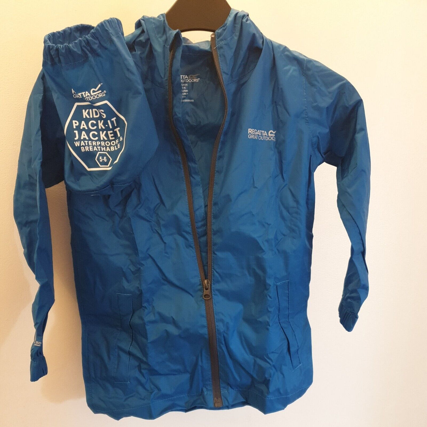 Regatta Kids Waterproof Packaway Pack-It Jacket III blue****Ref V1