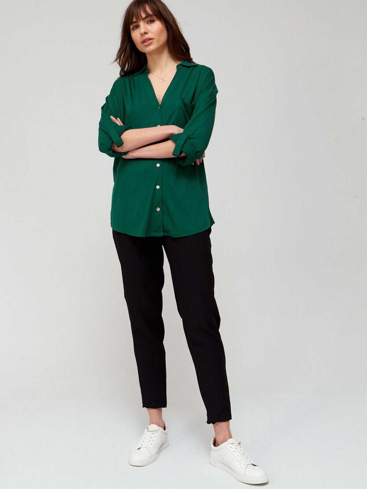 Cupro Relaxed Shirt - Green. UK 8. **** V13