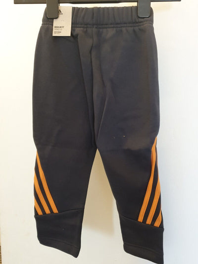 Adidas Boys Carbon Orange/Grey Tracksuit Bottoms Size 3-4Y **** Ref V1