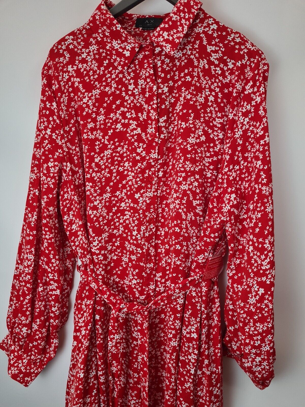 AX Paris Red Ditsy Midi Shirt Dress Size 24 **** V31