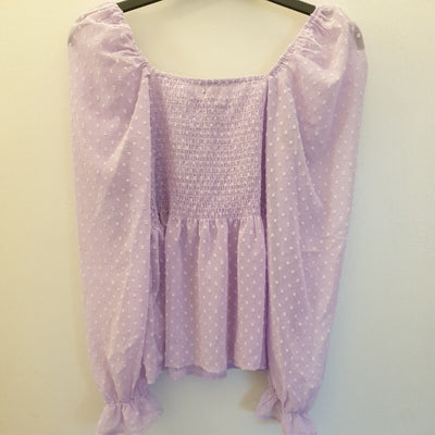 Apricot Lilac Puff sleeve top Uk14****Ref V235