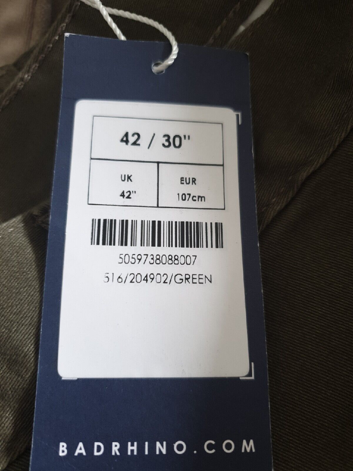 Badrhino Green Trousers Uk 42/30"****Ref V492