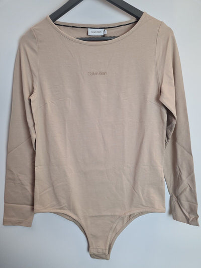 Calvin Klein Long Sleeve Mini Logo Bodysuit Size L **** V26