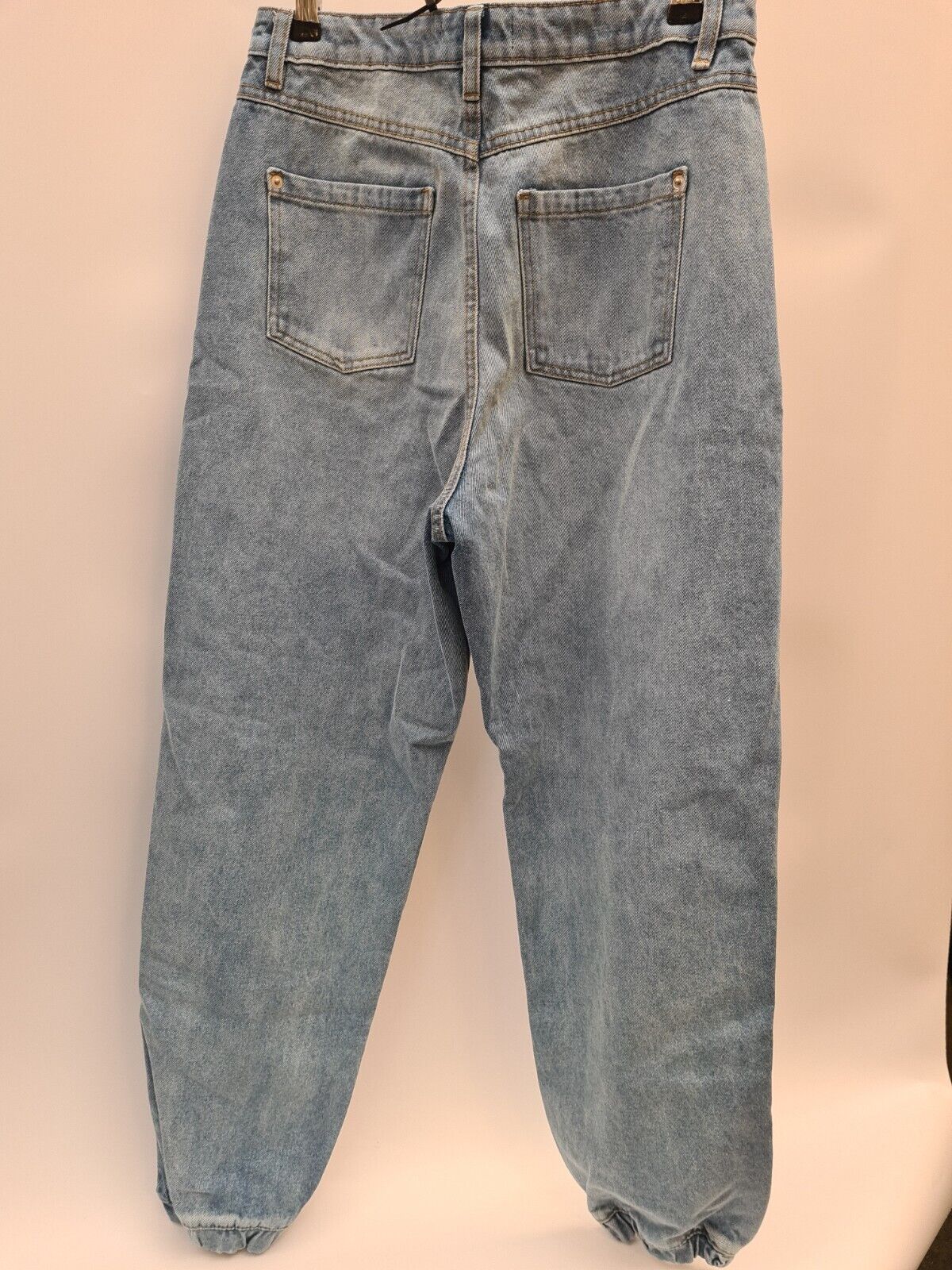 Missguided Jogger Denim Hem Mom Jeans Blue Size 12 **** V36