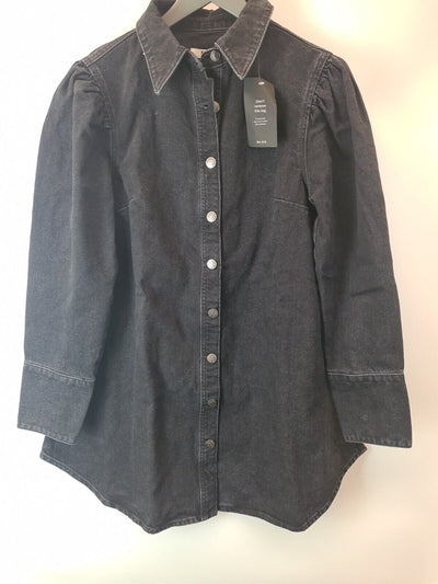 NA-KD Black Denim Shirt Dress Size UK 10 **** V499