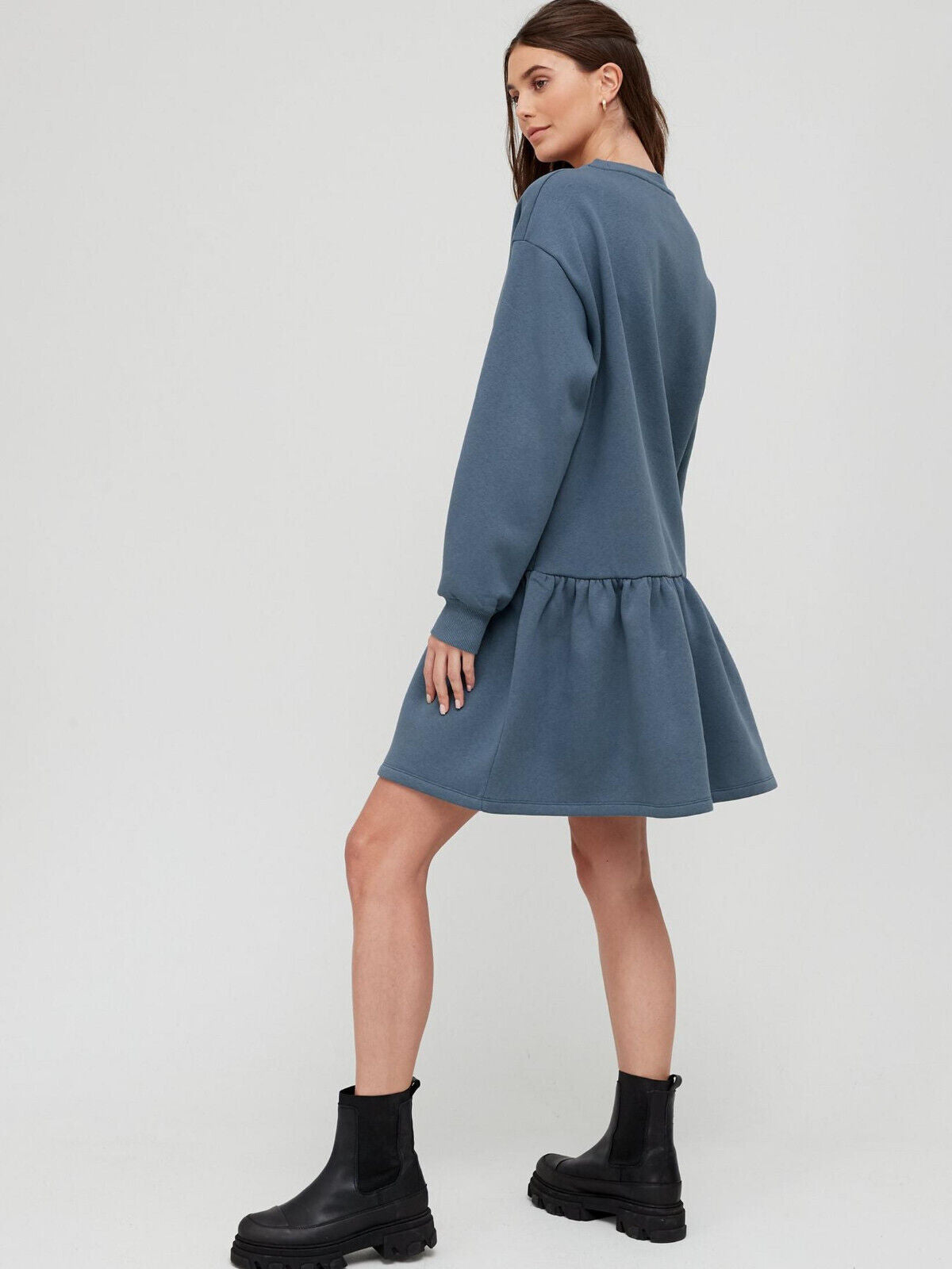 Frill Hem Sweater Dress - Blue. UK Size 10  **** V543