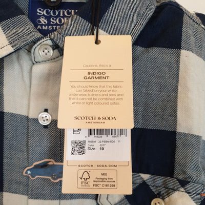 Scotch& Soda  Blue Check Shirt Size Age 10 years ****Ref V5