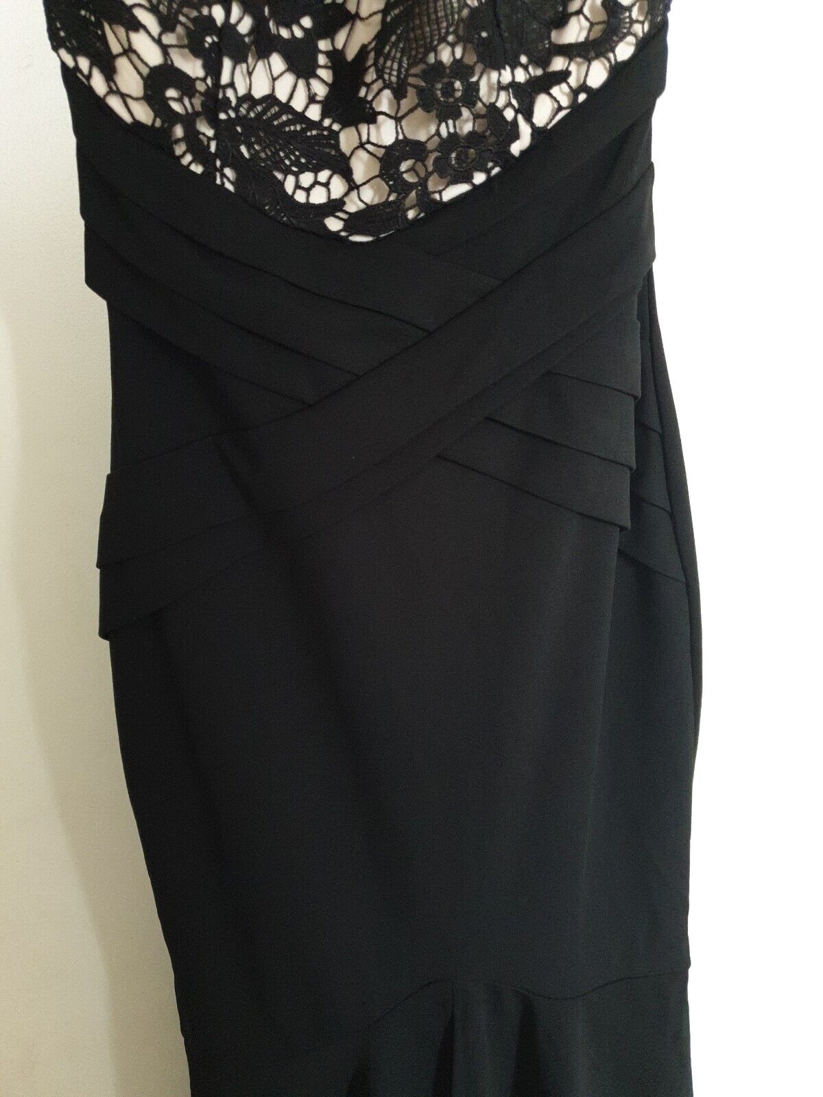 Lipsy London Black Halter Lace Maxi Uk8 Ref Mw8