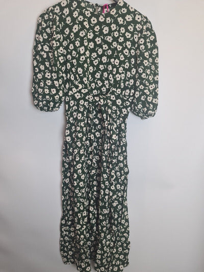 Women's Green Tie Waist Midi Dress Size 12 **** V524