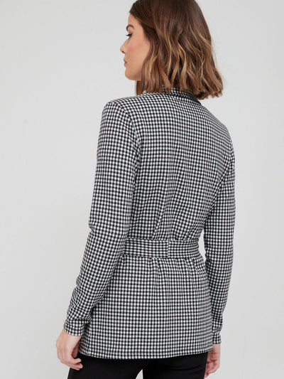 Check Houndstooth Soft Jersey Belted Blazer Size 12 **** V404