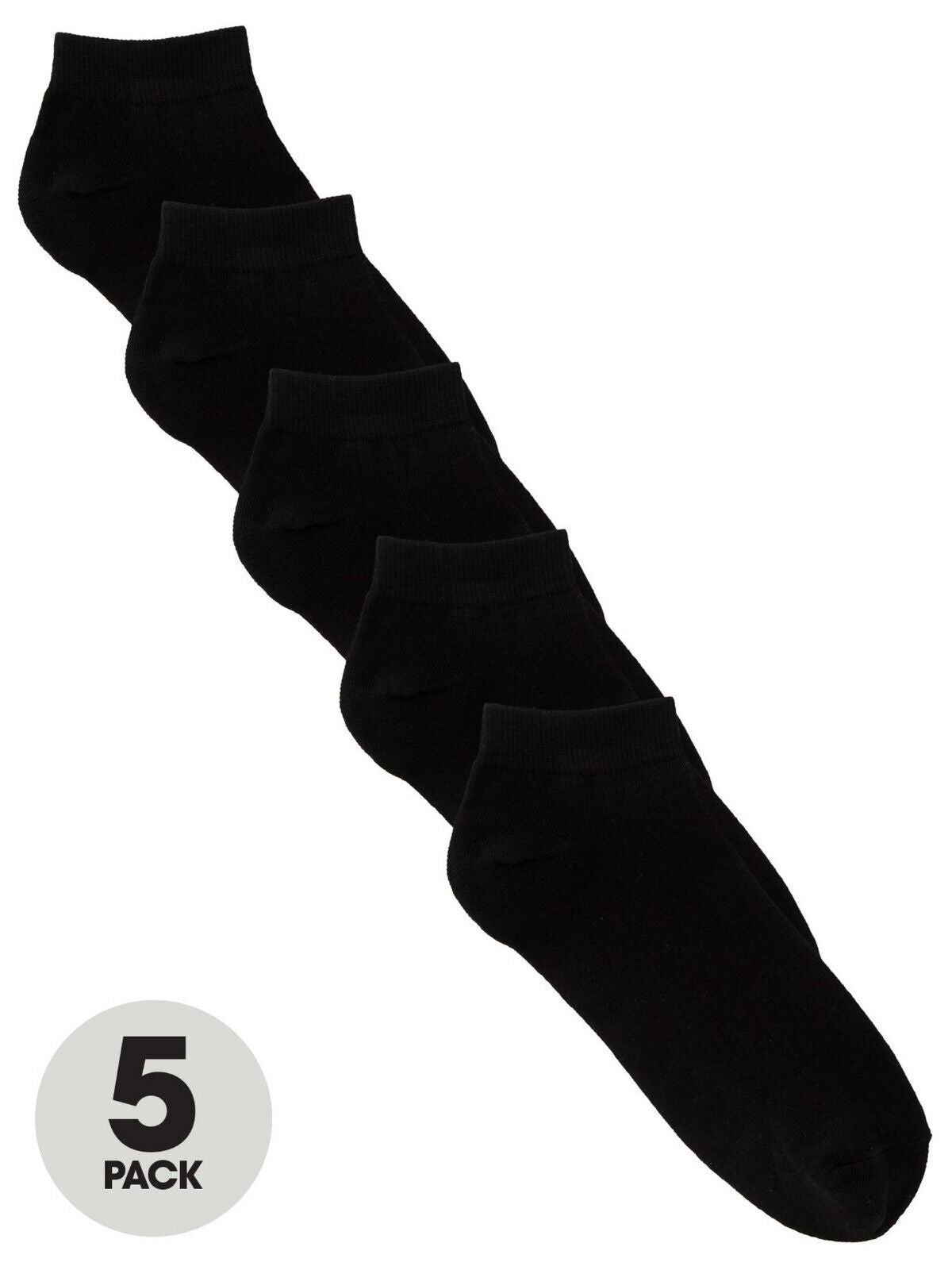 5 Pack Mens Black Trainer Socks Size 6-11 ** V280