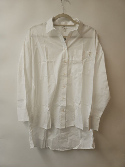 River Island White Embroidered Pocket Shirt Size Medium