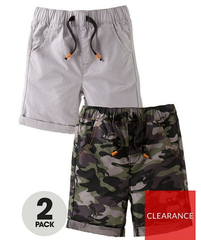 Boys 2pack Shorts Camouflage And Plain Woven Size 4-5yrs****Ref V411