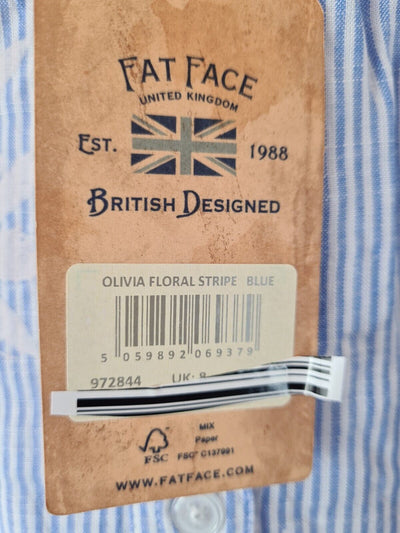 FatFace Olivia Floral Stripe Blue Shirt Size 8 **** V29