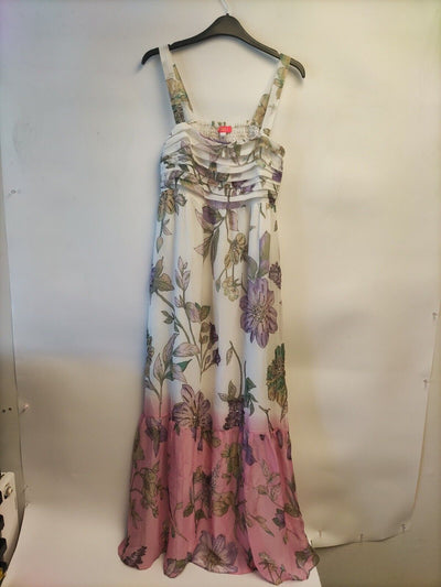 River Island Cream Floral Ombre Pink Maxi Dress Size XS **** V354