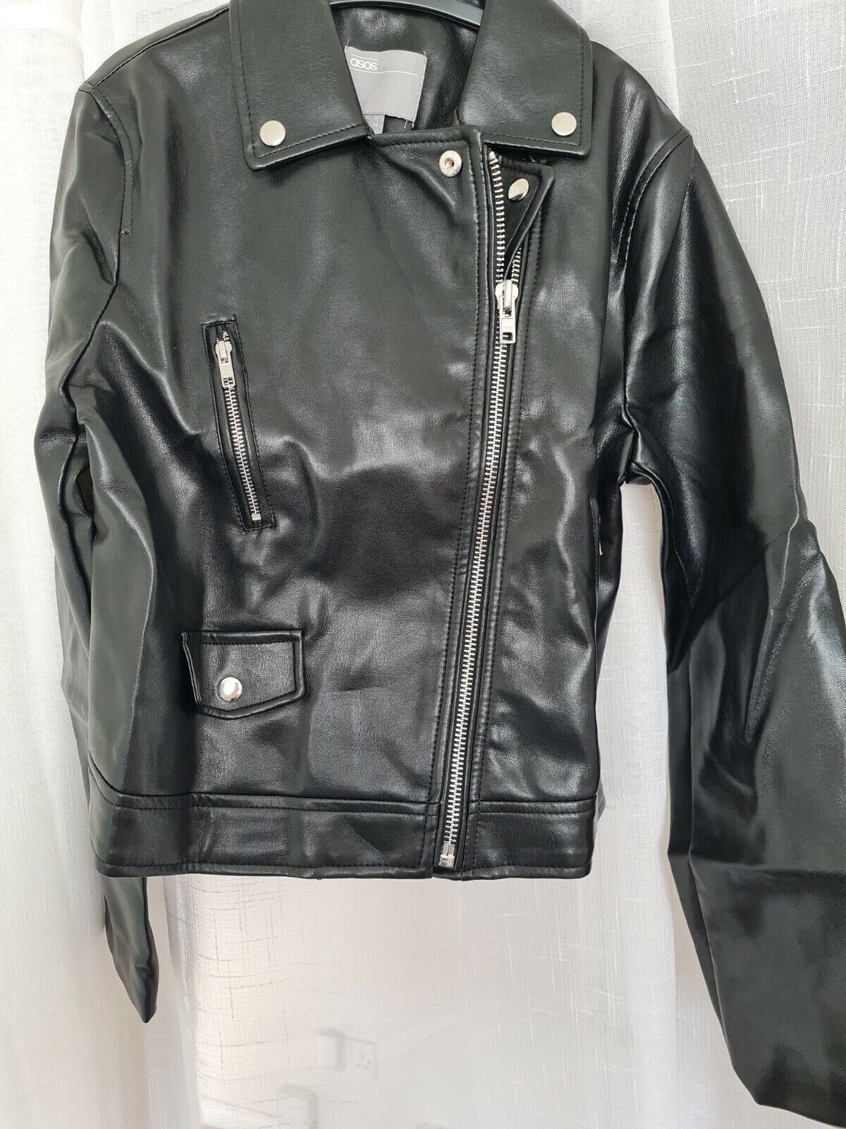 Asos Pu Leather Leather Look Jacket Uk10 Ref Sc9