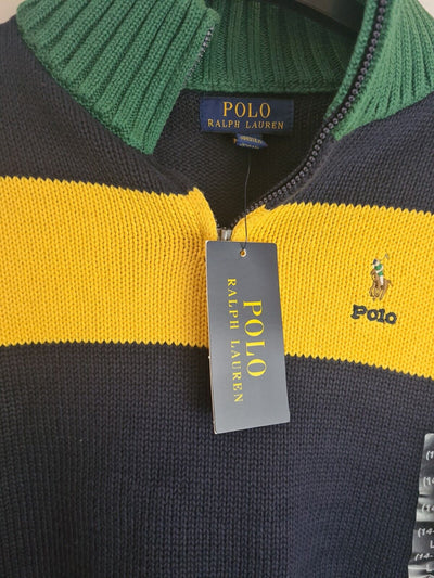 Ralph Lauren Boys Blue Colourblock Jumper Size 14-16 Years **** V297