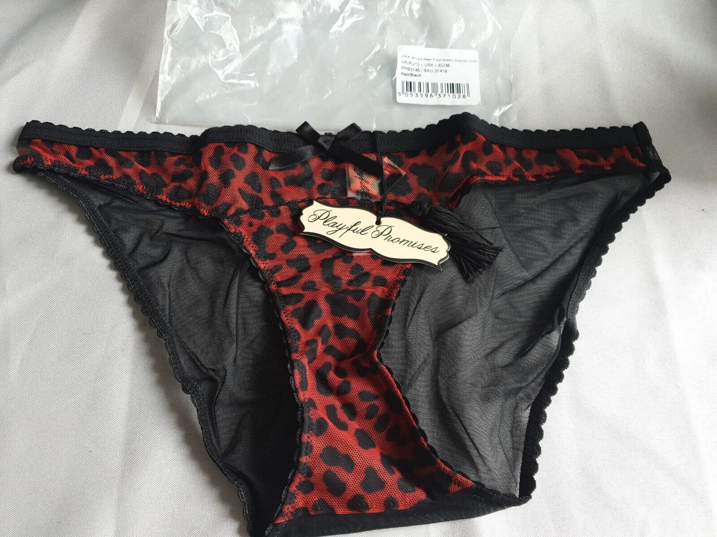 Playful Promises Josie Mesh Picot Cheeky Brazilian Brief  Sexy Knickers Ref y23