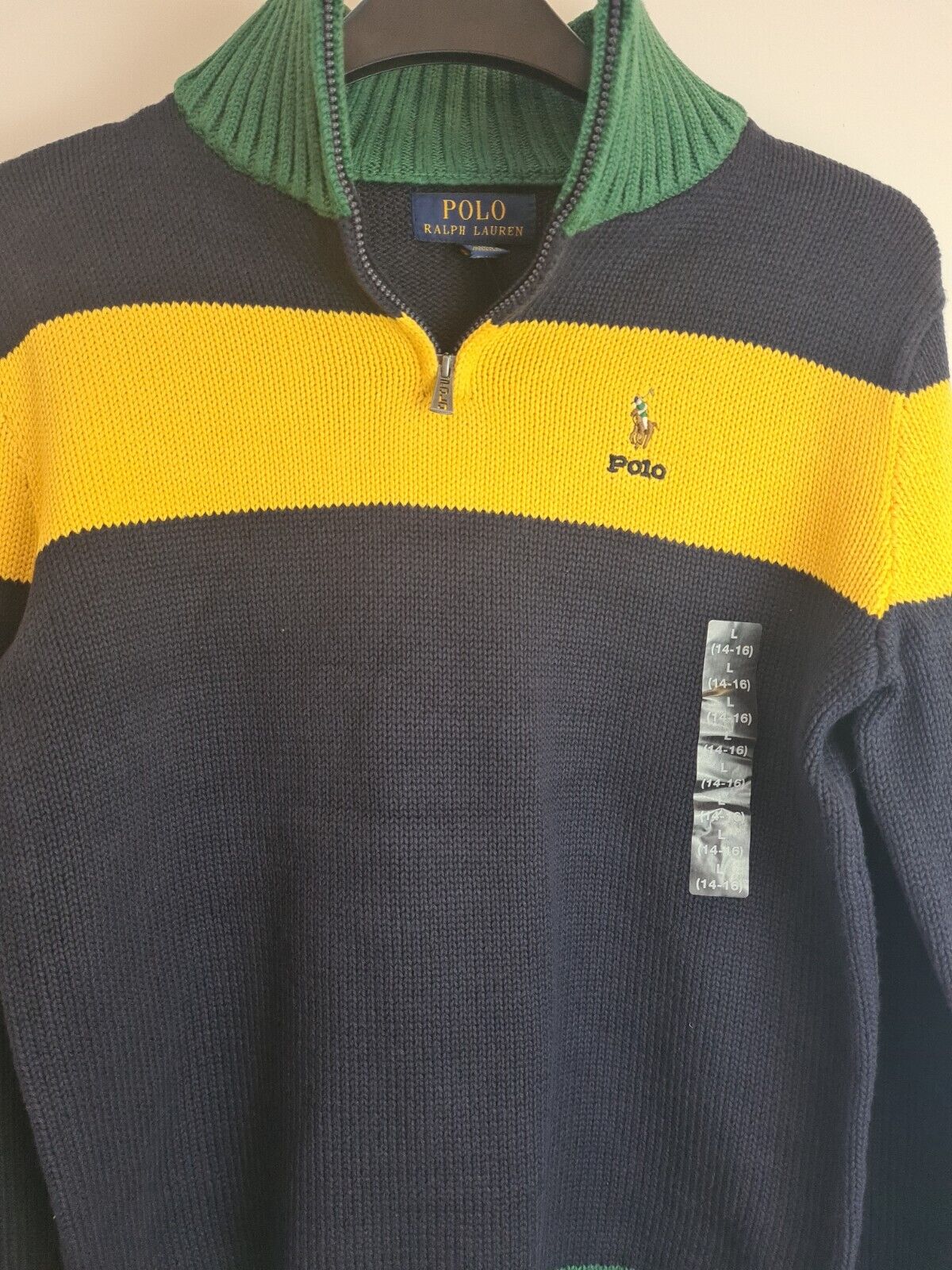 Ralph Lauren Boys Blue Colourblock Jumper Size 14-16 Years **** V297