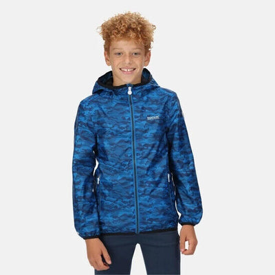 Regatta Kids' Packaway Blue Camo Waterproof Jacket Aged 9-10 Years *** V372